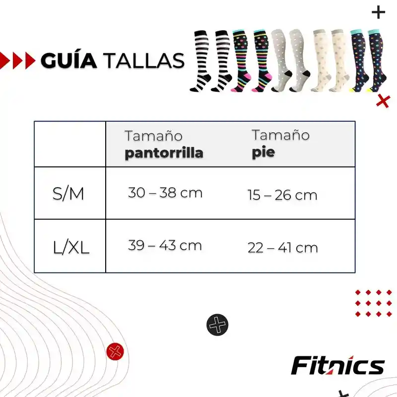 Medias De Compresion Fitnics 15-20 Mmhg Set X 5 - Talla L/xl