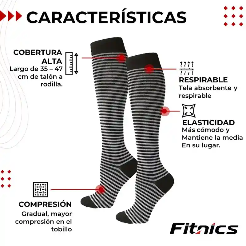 Medias Compresion Fitnics Unisex Talla L/xl X 5