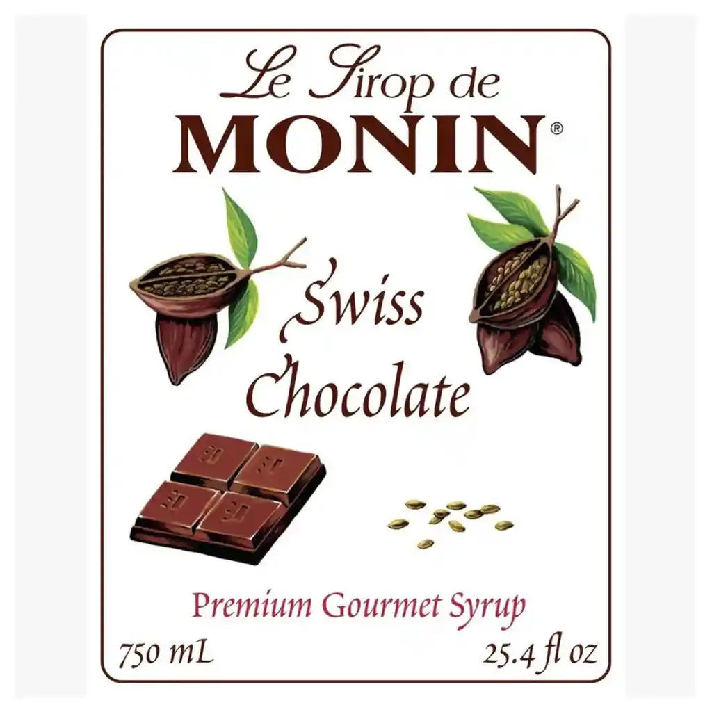 Monin Sirope De Chocolate Suizo - Swiss Chocolate 750 Ml (25.4 Fl Oz)