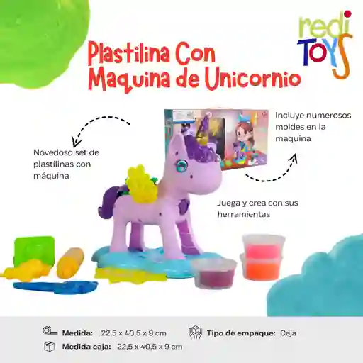 Set De Plastilinas Con Maquina Unicornio