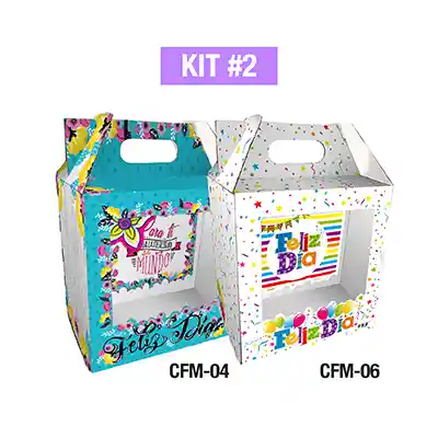 Empaques Para Regalos Sorpresa Feliz Mediana Acetato Kit 2