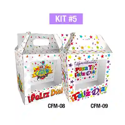 Empaques Para Regalos Sorpresa Feliz Mediana Acetato Kit 5