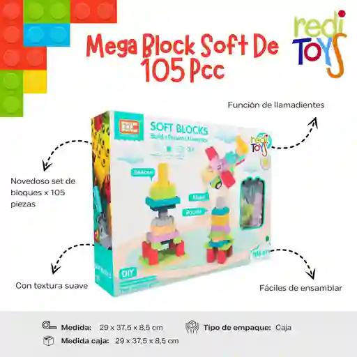 Mega Blocks Soft De 105 Pcs