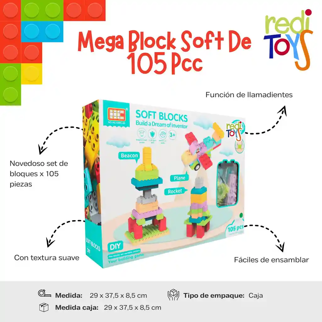 Mega Blocks Soft De 105 Pcs