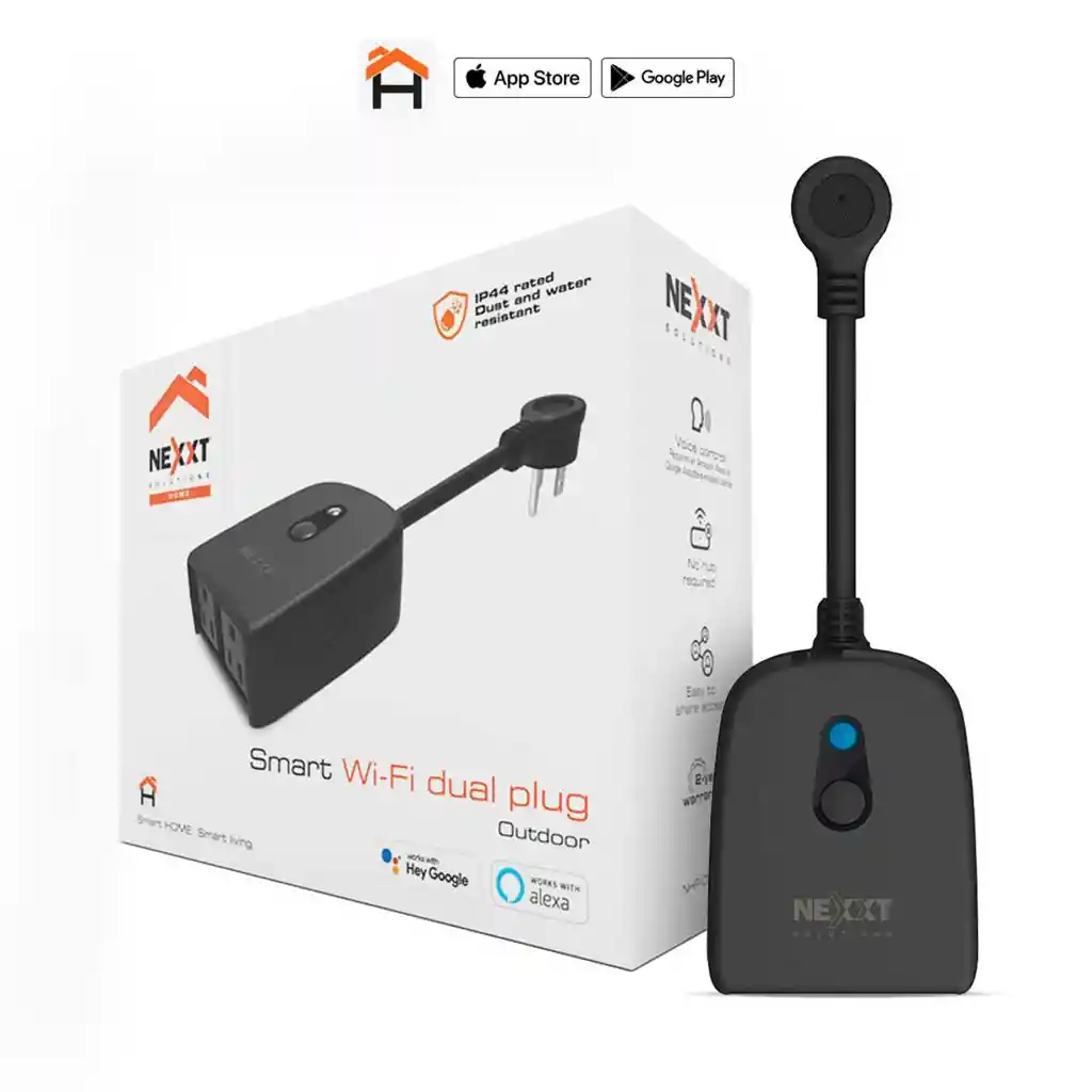 Toma Inteligente Dual Con Wi-fi Para Exterior Nexxt Nhp-o610