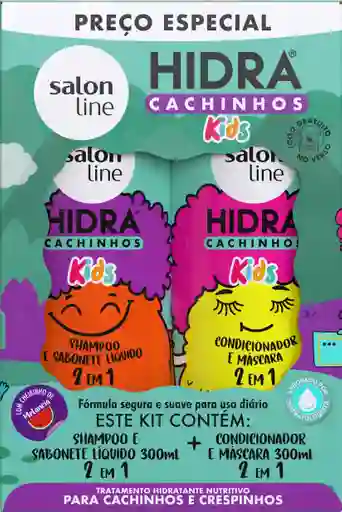 Salon Line Kids Set 2 Piezas Hidra Cachinhos Kids Shampoo Y Acondicionador Formula 2 En 1 - 300 Ml