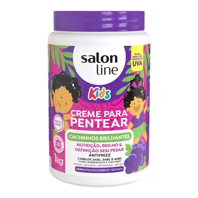 Salon Line Kids Crema Para Peinar Cachinhos Brillantes Nutrición, Brillo Y Definición Antifrizz 1 Kg