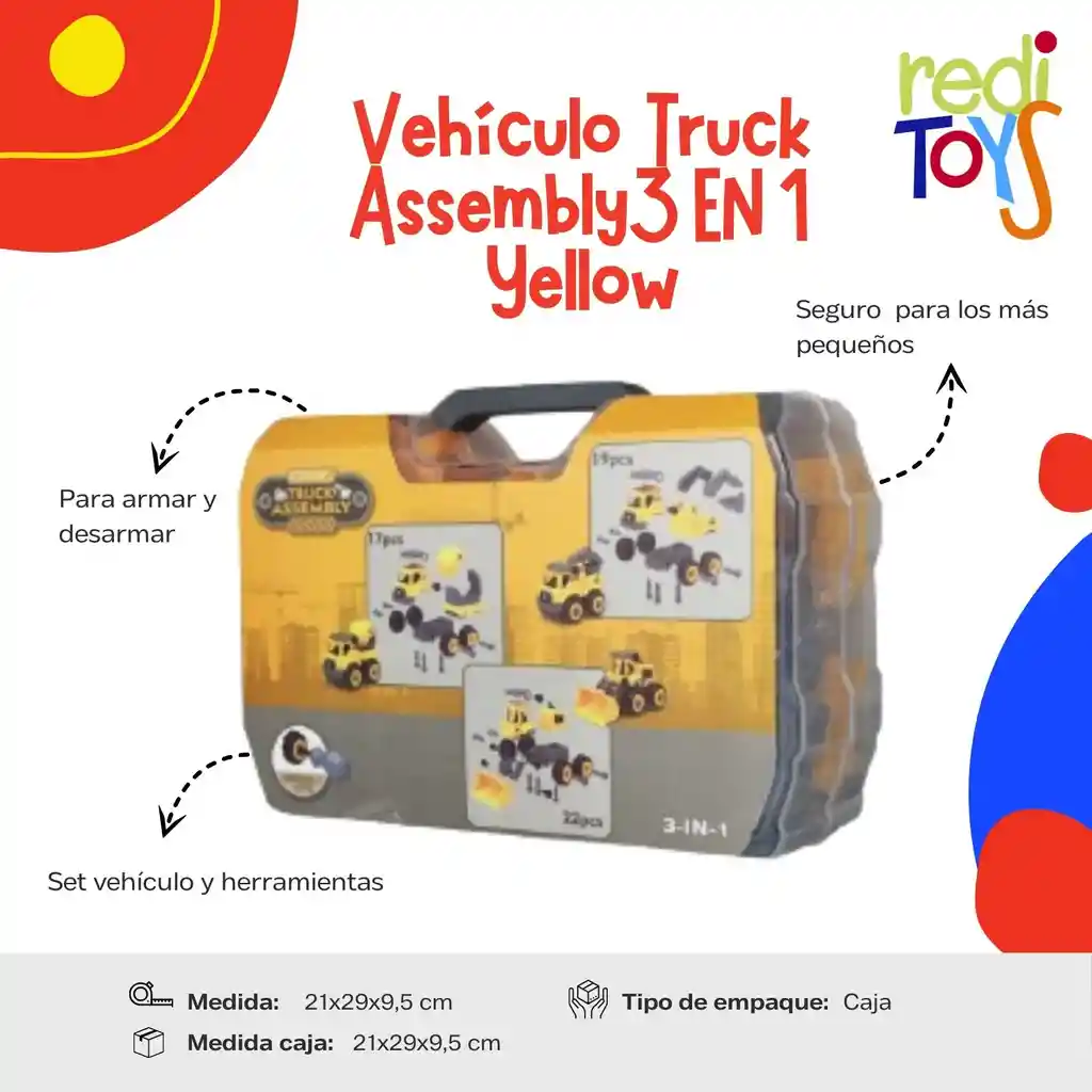 Vehiculo Truck Assembly 3 In 1 Yellow