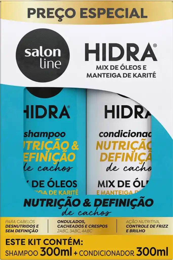 Salon Line Kit Set 2 Piezas Hidra Mix De Óleos Y Manteca De Karité Shampoo + Acondicionador Nutrición Y Definición 300 Ml
