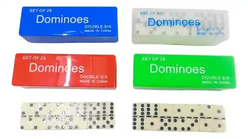 Domino Juego Mesa Caja Plástica Fichas Casino Puntos Negros