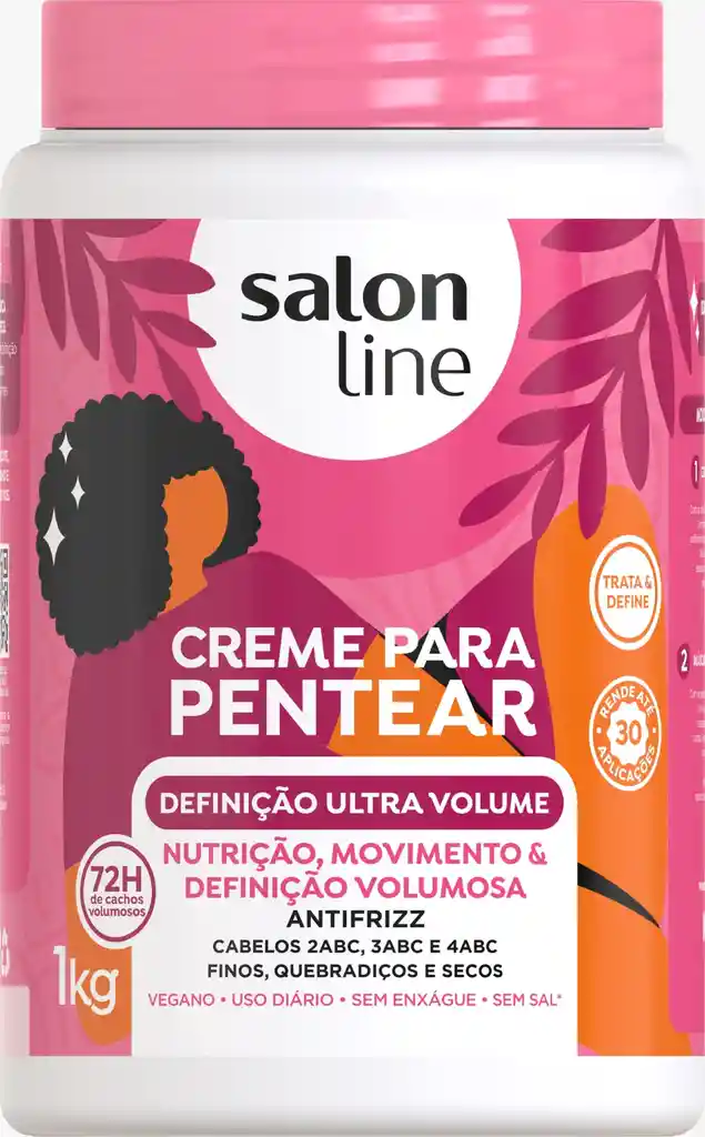 Salon Line Crema Para Peinar Definición Ultra Volumen Y Movimiento, Antifrizz 1 Kg