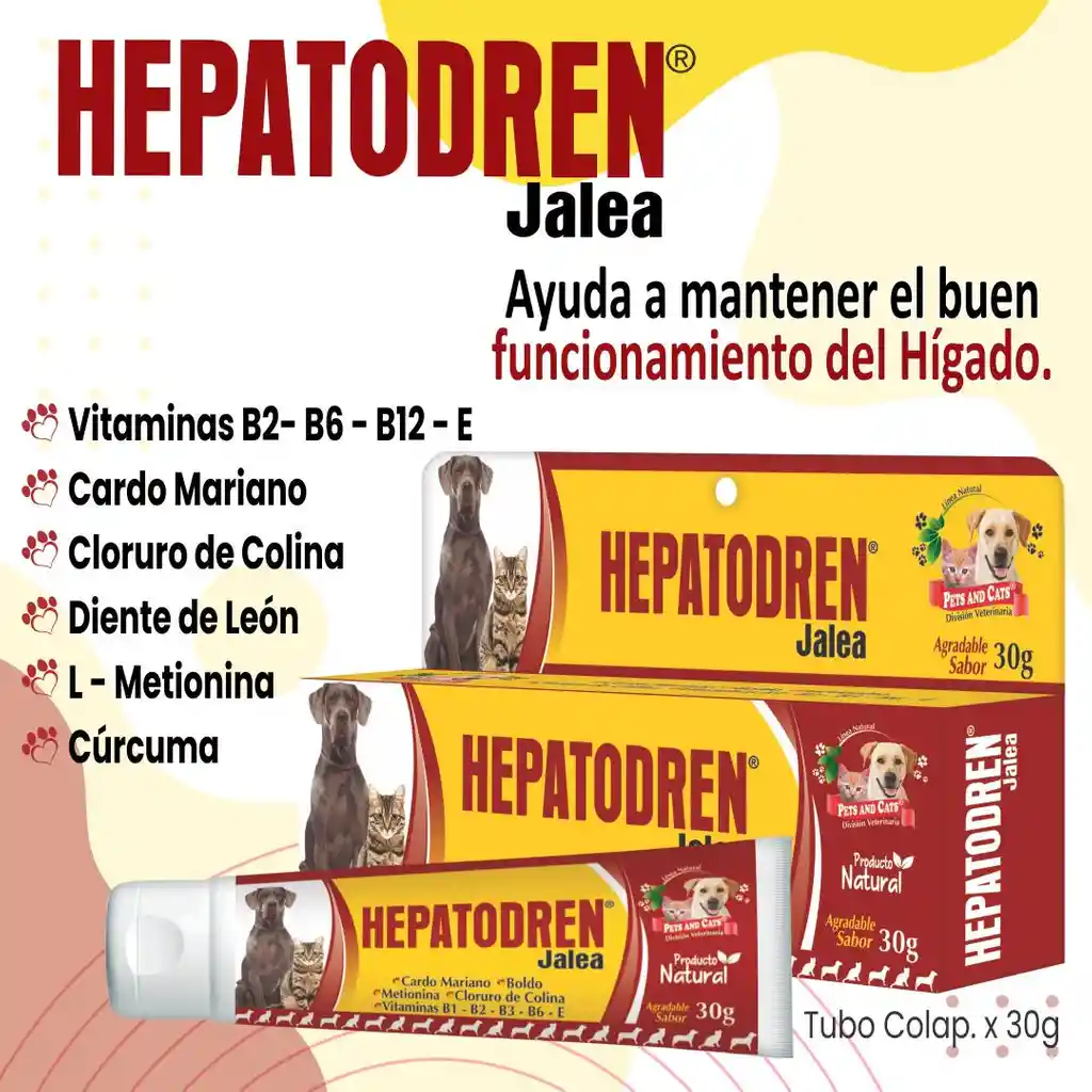 Hepatodren Mascotas Jalea Cuidado Higado Limpiador Hepatico Para Mascotas 30gr