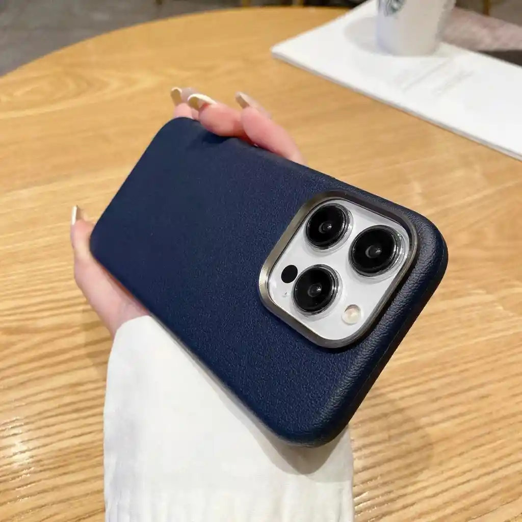 Funda En Cuero Con Magsafe Iphone 15 Plus Azul