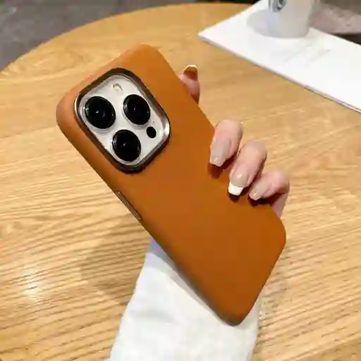 Funda En Cuero Con Magsafe Iphone 15 Pro Max Naranja