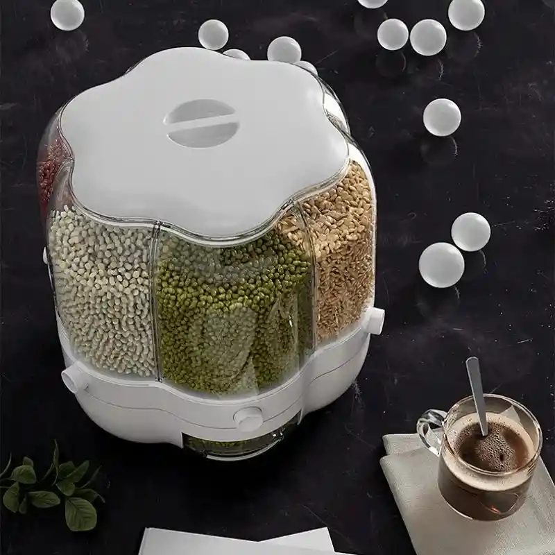 Dispensador De Arroz Giratorio De 360 Grados, Cubo De Cereales