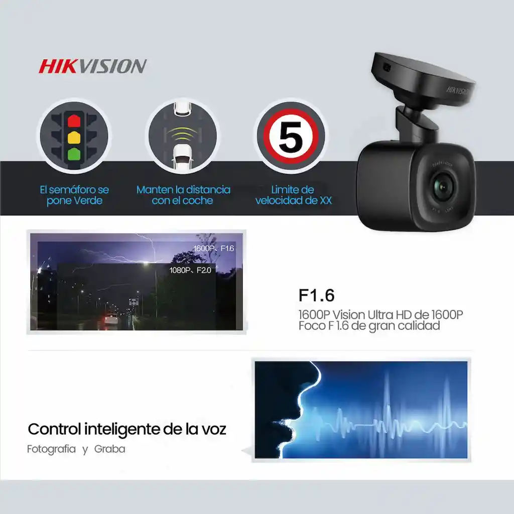 Cámara Para Carro Hikvision Dashcam F6 4mp 2560x1600130°