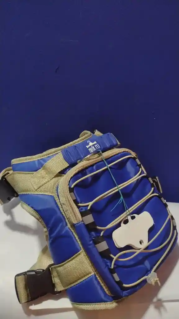 Arnes/ Pechera Tactica Con Bolsillo Para Perros Talla L Color Azul