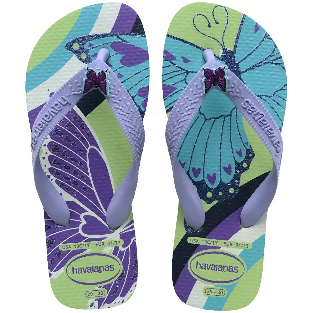 Chanclas Sandalias Havaianas Niñas Kids Fantasía Unicornio Lila Talla 27