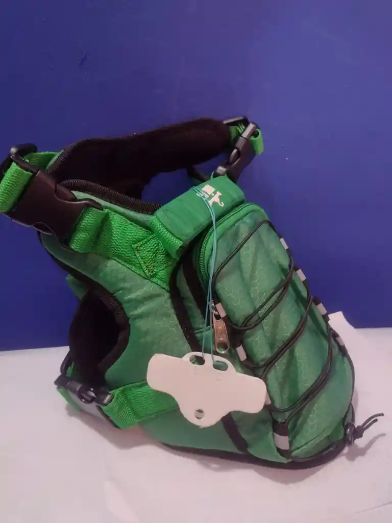 Arnes/ Pechera Tactica Con Bolsillo Para Perros Talla M Color Verde