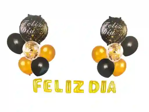 Bouquet Globos Metalizados, Latex Y Cristal Confeti Feliz Día 20 Piezas Dia Del Padre