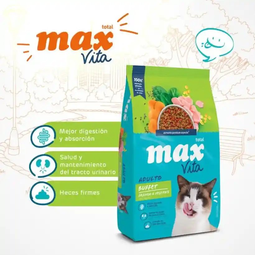 Max Vita Gato Adulto Buffet Pollo Y Vegetales X 3 Kg