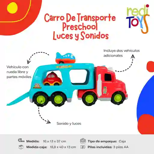 Carro De Transporte Preschool Con Luces Y Sonidos