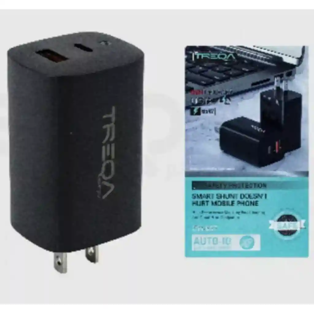 Cubo Cargador 65w Pd - Tipo C - Usb Treqa