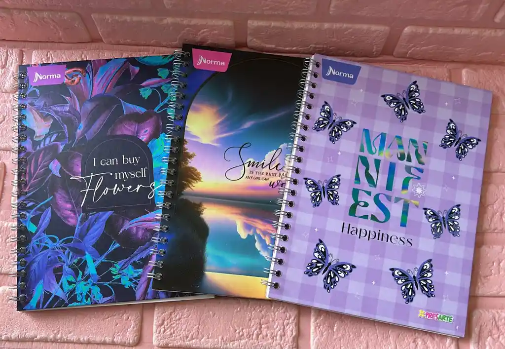 Cuaderno Argollado Cuadros Dama Grande Pasta Dura Expresarte 80 Hojas