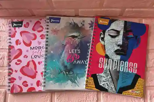 Cuaderno Argollado Cuadros Dama Grande Pasta Dura Expresarte 80 Hojas