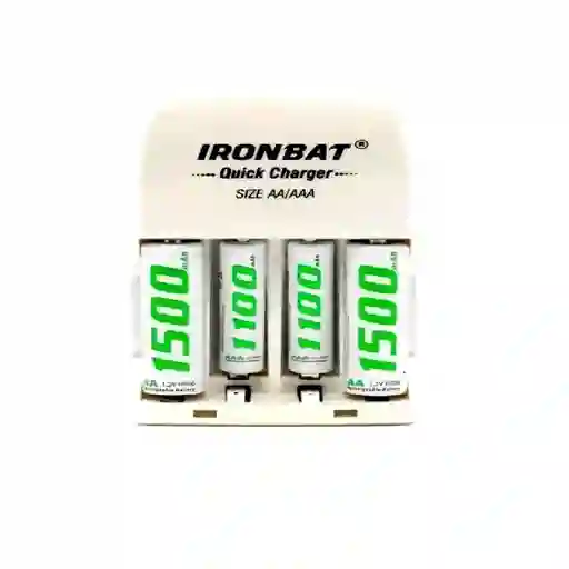 Cargador De Pilas Doble Ironbat Aaa Aa + 4 Bateria