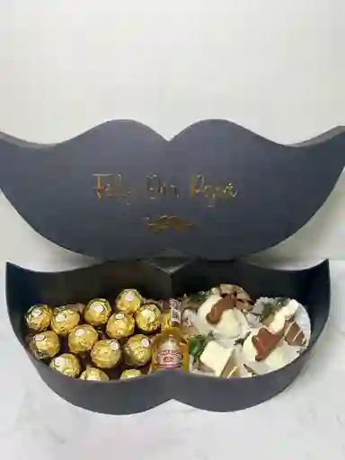 Caja Bigote Hombre Con Whisky, Ferreros Y Fresas Con Chocolate