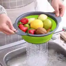 Escurridor Espandible Gris Con Azul Redondo