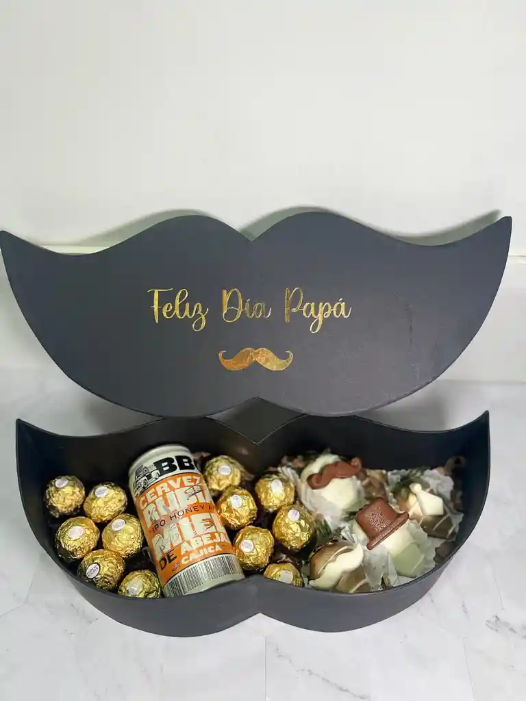 Caja Bigote Hombre Con Cerveza Bbc, Chocolates Ferrero Rocher Y Fresas Con Chocolate