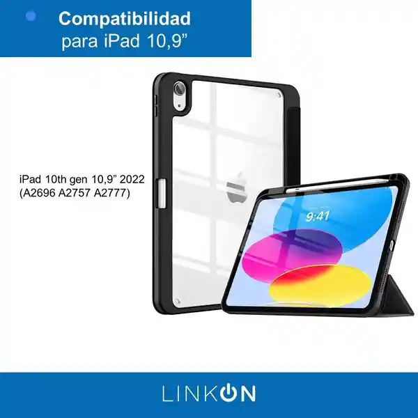 Case Smart Con Espacio Lápiz Ipad Linkon 10.9" Negro (ipad 10th)