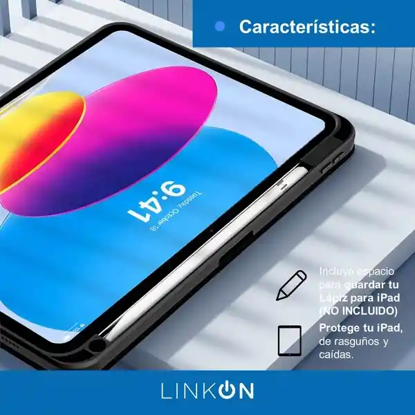 Case Smart Con Espacio Lápiz Ipad Linkon 10.9" Negro (ipad 10th)