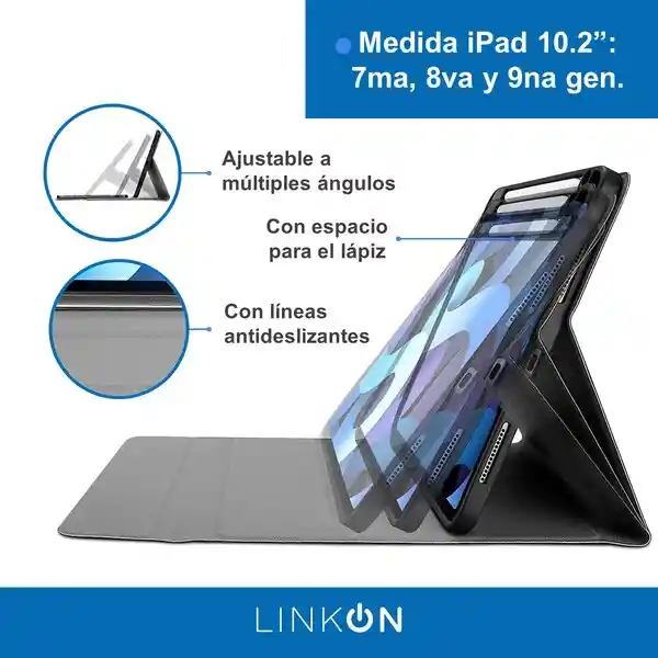 Case Smart Con Teclado Para Ipad Linkon Negro - 10.2"