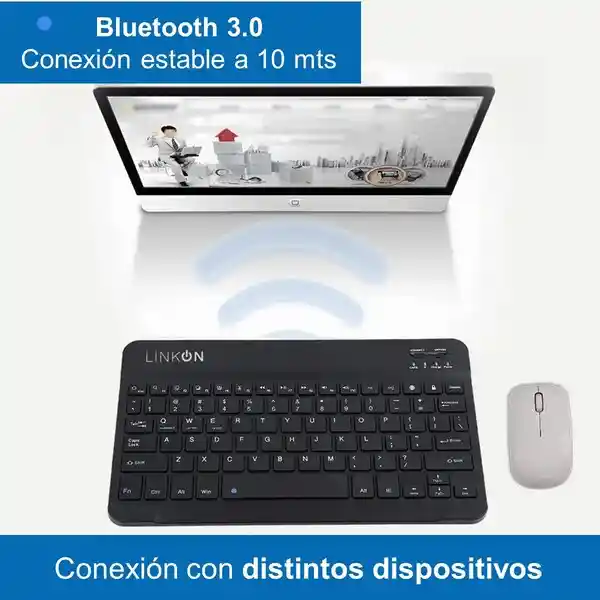 Case Smart Con Teclado Para Ipad Linkon Negro - 10.2"