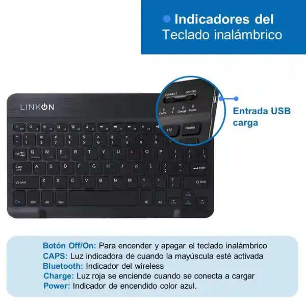 Case Smart Con Teclado Para Ipad Linkon Negro - 10.2"