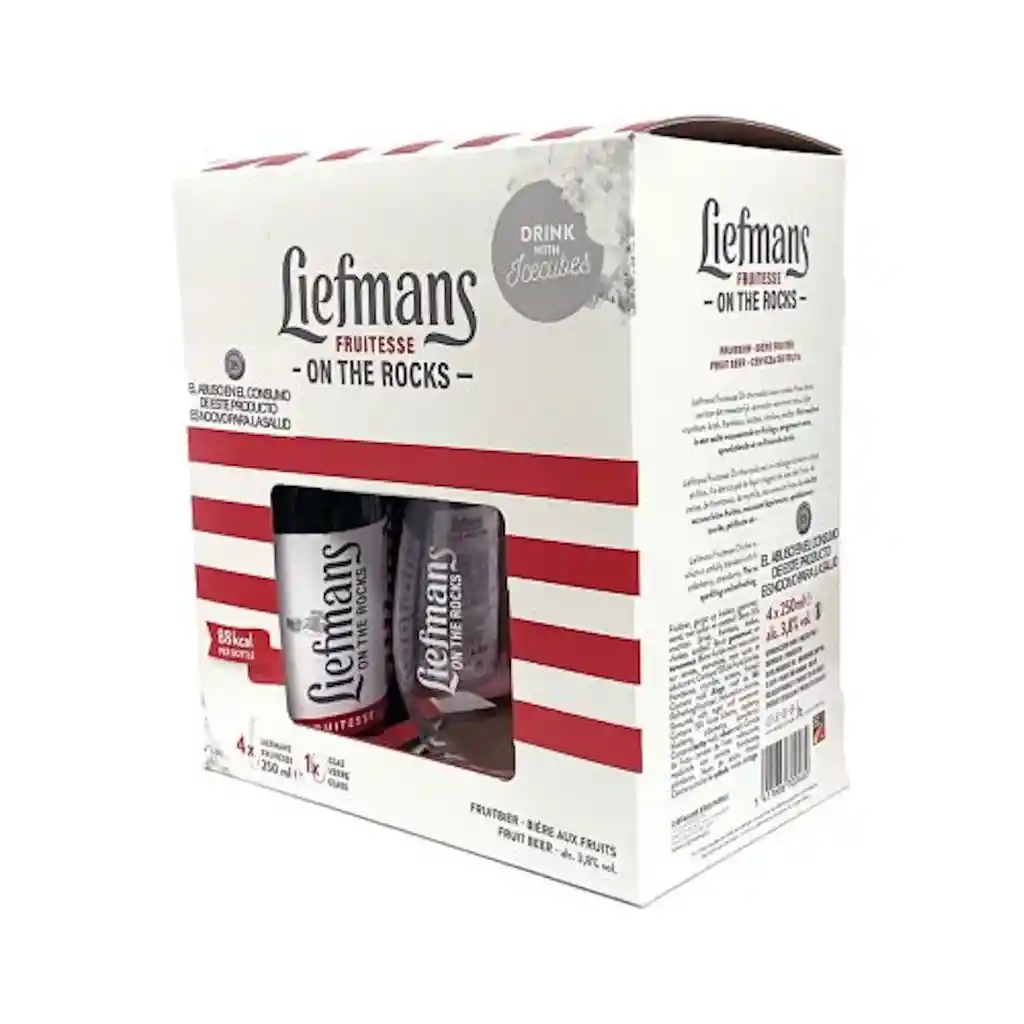 Estuche Cerveza Frutas Liefmans 4 Bot + 1 Vaso