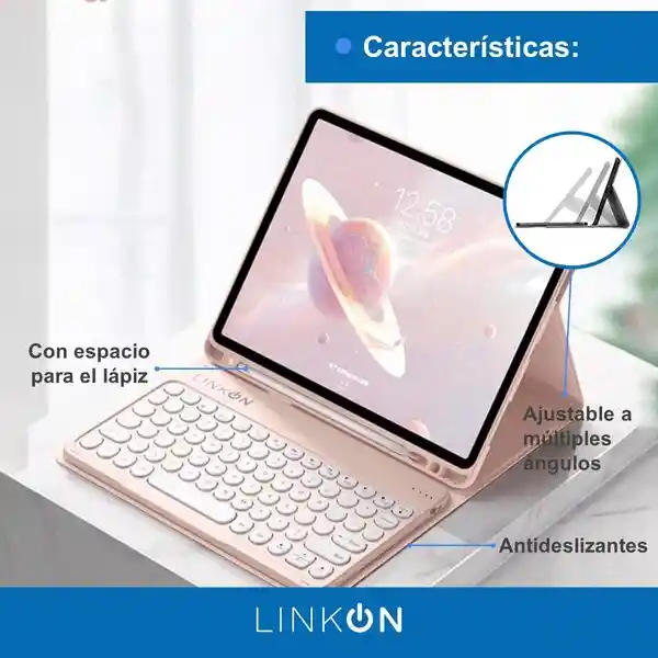 Case Smart Teclado Para Ipad Linkon Rosado - 10.9"