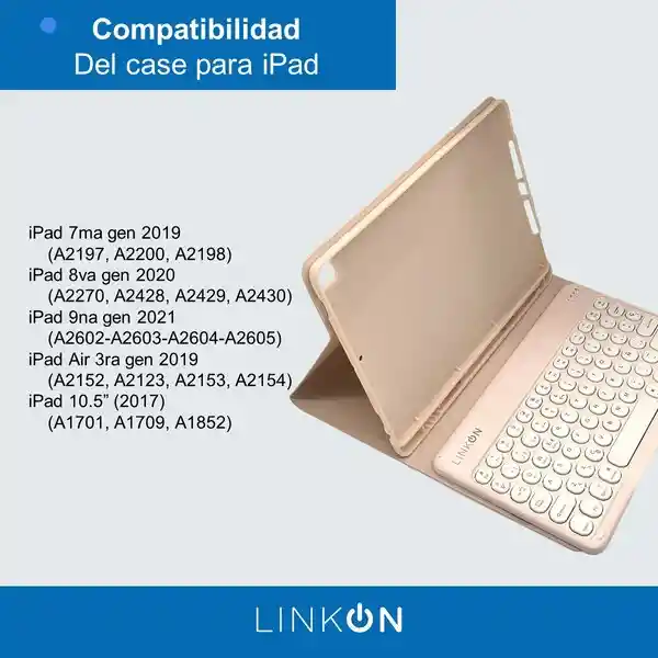 Case Smart Teclado Para Ipad Linkon Rosado - 10.2"