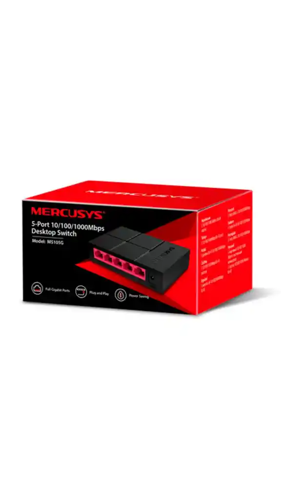 Switch Mercusys 5 Puertos 10/100/1000 - Ms105g