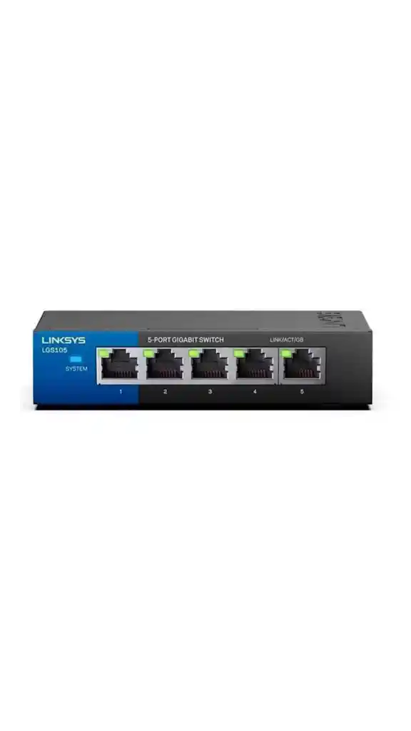 Switch Linksys Lgs105 - 5 Puertos - 10/100/1000 - Caja Metalica - Conexión Plug And Play