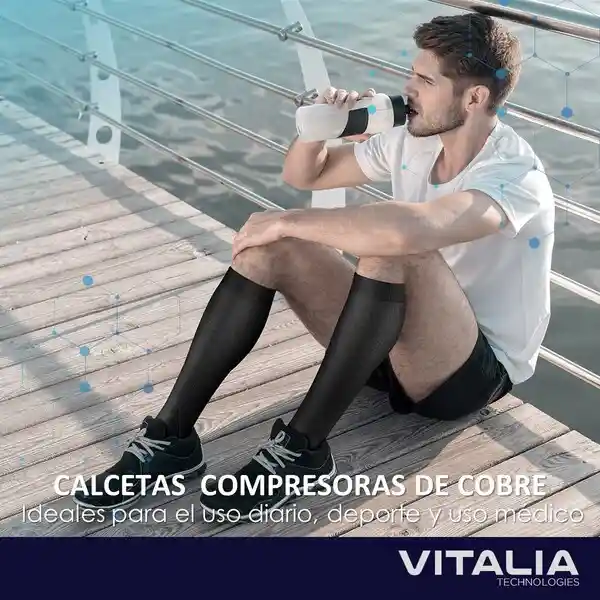 Medias Compresion Vitalia Unisex 20-30 Mmhg Negro Talla L/xl X 3