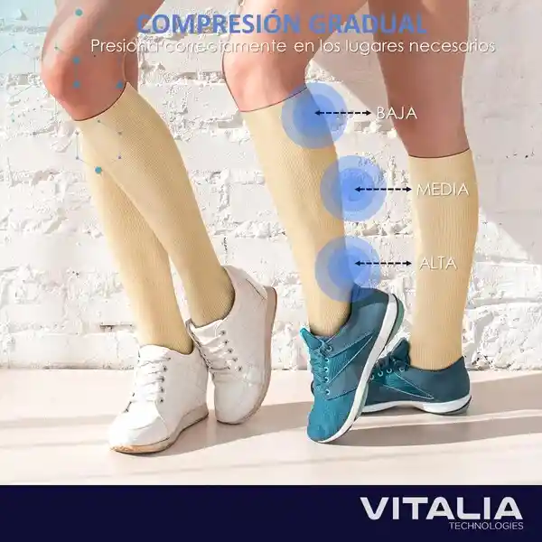 Medias Compresion Vitalia Unisex 20-30 Mmhg Beige Talla S/m X 3