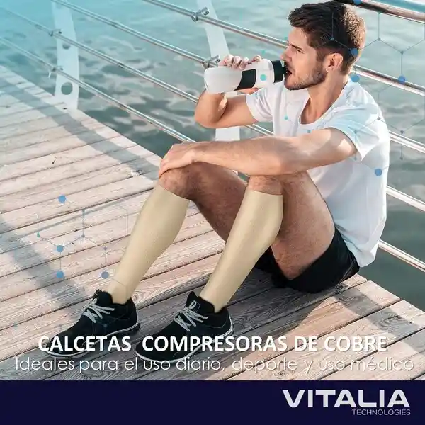 Medias Compresion Vitalia Unisex 20-30 Mmhg Beige Talla S/m X 3