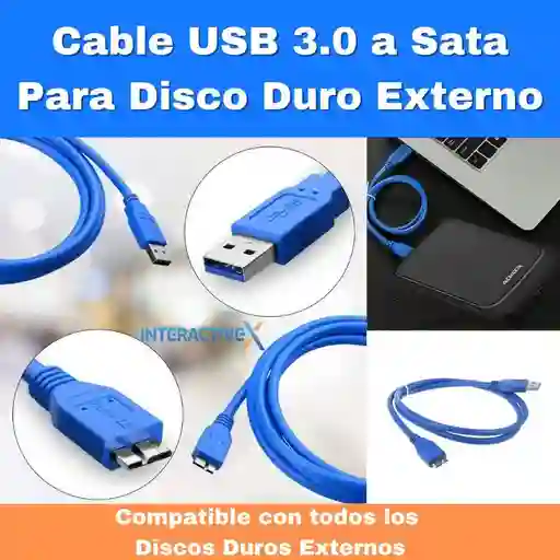 Cable Usb 3,0 A Sata Para Disco Duro Externo 1 Metro