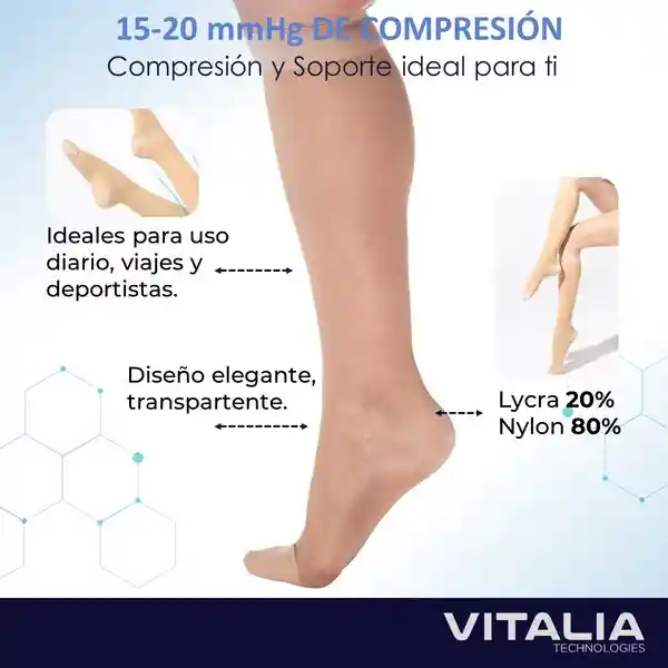 Medias Compresion Transparente Vitalia Talla S/m Set X 2