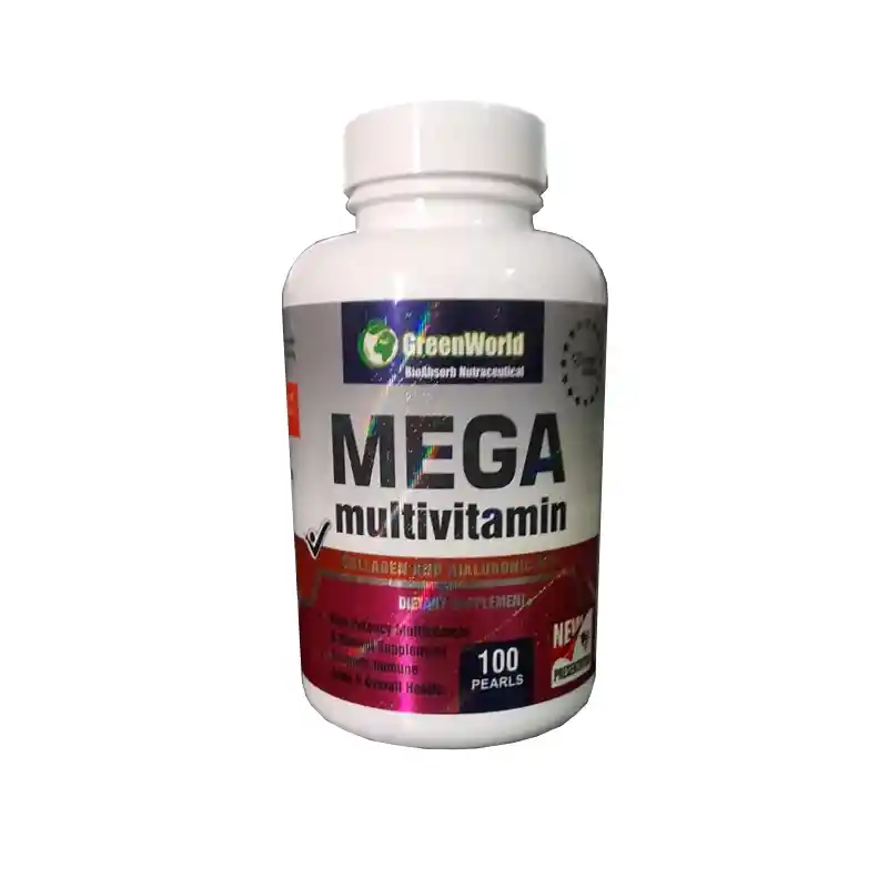 Mega Multivitamin, Collagen And Hialuronic Acid Por 100 Softgels De Green World