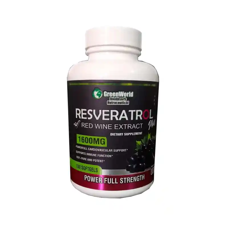 Resveratrol Redwine Extract 1600mg Por 100 Softgels De Green World